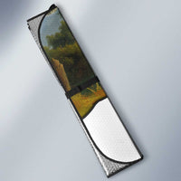 Custom American Flag Turkey Hunting Auto Sun Shade with Illinois State Outline Country Farm Scene - Wonder Print Shop