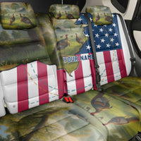 Custom American Flag Turkey Hunting Back Car Seat Cover with Illinois State Outline Country Farm Scene - Wonder Print Shop