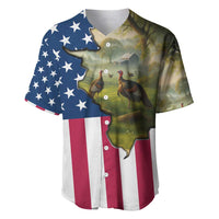 Custom American Flag Turkey Hunting Baseball Jersey with Illinois State Outline Country Farm Scene - Wonder Print Shop