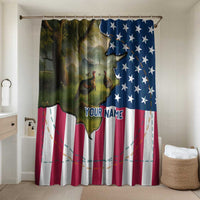 Custom American Flag Turkey Hunting Bathroom Set with Illinois State Outline Country Farm Scene - Wonder Print Shop