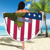 Custom American Flag Turkey Hunting Beach Blanket with Illinois State Outline Country Farm Scene - Wonder Print Shop