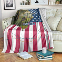 Custom American Flag Turkey Hunting Blanket with Illinois State Outline Country Farm Scene - Wonder Print Shop