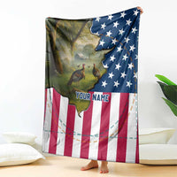Custom American Flag Turkey Hunting Blanket with Illinois State Outline Country Farm Scene - Wonder Print Shop