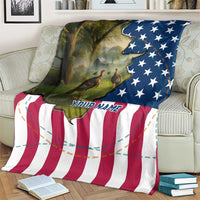Custom American Flag Turkey Hunting Blanket with Illinois State Outline Country Farm Scene - Wonder Print Shop