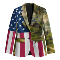 Custom American Flag Turkey Hunting Blazer with Illinois State Outline Country Farm Scene - Wonder Print Shop
