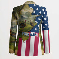 Custom American Flag Turkey Hunting Blazer with Illinois State Outline Country Farm Scene - Wonder Print Shop