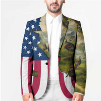 Custom American Flag Turkey Hunting Blazer with Illinois State Outline Country Farm Scene - Wonder Print Shop