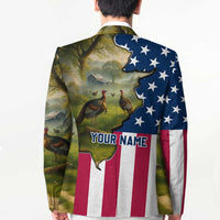Custom American Flag Turkey Hunting Blazer with Illinois State Outline Country Farm Scene - Wonder Print Shop