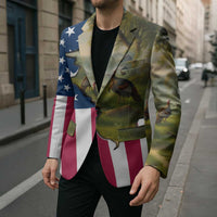 Custom American Flag Turkey Hunting Blazer with Illinois State Outline Country Farm Scene - Wonder Print Shop