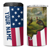 Custom American Flag Turkey Hunting 4 in 1 Can Cooler Tumbler with Illinois State Outline Country Farm Scene - Wonder Print Shop