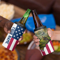 Custom American Flag Turkey Hunting 4 in 1 Can Cooler Tumbler with Illinois State Outline Country Farm Scene - Wonder Print Shop