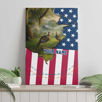 Custom American Flag Turkey Hunting Canvas Wall Art with Illinois State Outline Country Farm Scene - Wonder Print Shop