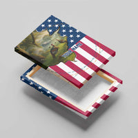 Custom American Flag Turkey Hunting Canvas Wall Art with Illinois State Outline Country Farm Scene - Wonder Print Shop