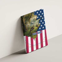Custom American Flag Turkey Hunting Canvas Wall Art with Illinois State Outline Country Farm Scene - Wonder Print Shop