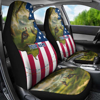 Custom American Flag Turkey Hunting Car Seat Cover with Illinois State Outline Country Farm Scene - Wonder Print Shop