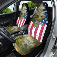 Custom American Flag Turkey Hunting Car Seat Cover with Illinois State Outline Country Farm Scene - Wonder Print Shop