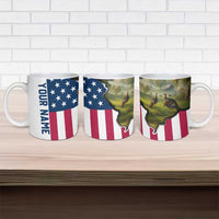 Custom American Flag Turkey Hunting Ceramic Mug with Illinois State Outline Country Farm Scene - Wonder Print Shop