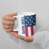 Custom American Flag Turkey Hunting Ceramic Mug with Illinois State Outline Country Farm Scene - Wonder Print Shop