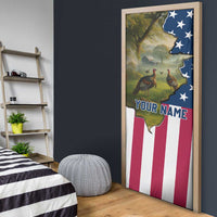 Custom American Flag Turkey Hunting Door Cover with Illinois State Outline Country Farm Scene - Wonder Print Shop