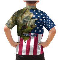 Custom American Flag Turkey Hunting Family Matching Mermaid Dress and Hawaiian Shirt with Illinois State Outline Country Farm Scene - Wonder Print Shop