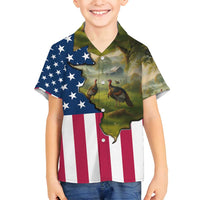 Custom American Flag Turkey Hunting Family Matching Tank Maxi Dress and Hawaiian Shirt with Illinois State Outline Country Farm Scene - Wonder Print Shop