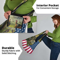 Custom American Flag Turkey Hunting Grocery Bag with Illinois State Outline Country Farm Scene - Wonder Print Shop