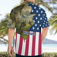 Custom American Flag Turkey Hunting Hawaiian Shirt with Illinois State Outline Country Farm Scene - Wonder Print Shop
