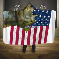 Custom American Flag Turkey Hunting Hooded Blanket with Illinois State Outline Country Farm Scene - Wonder Print Shop