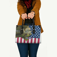 Custom American Flag Turkey Hunting Leather Bag with Illinois State Outline Country Farm Scene - Wonder Print Shop