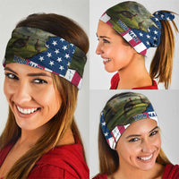 Custom American Flag Turkey Hunting Neck Gaiter with Illinois State Outline Country Farm Scene - Wonder Print Shop