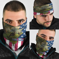 Custom American Flag Turkey Hunting Neck Gaiter with Illinois State Outline Country Farm Scene - Wonder Print Shop