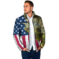 Custom American Flag Turkey Hunting Padded Jacket with Illinois State Outline Country Farm Scene - Wonder Print Shop