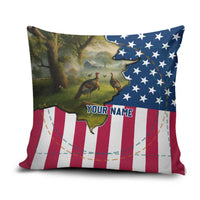Custom American Flag Turkey Hunting Pillow Cover with Illinois State Outline Country Farm Scene - Wonder Print Shop