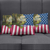 Custom American Flag Turkey Hunting Pillow Cover with Illinois State Outline Country Farm Scene - Wonder Print Shop
