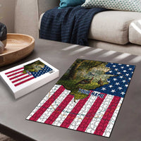 Custom American Flag Turkey Hunting Puzzle with Illinois State Outline Country Farm Scene - Wonder Print Shop