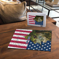 Custom American Flag Turkey Hunting Puzzle with Illinois State Outline Country Farm Scene - Wonder Print Shop