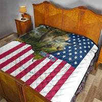 Custom American Flag Turkey Hunting Quilt with Illinois State Outline Country Farm Scene - Wonder Print Shop