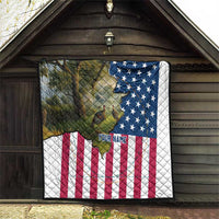 Custom American Flag Turkey Hunting Quilt with Illinois State Outline Country Farm Scene - Wonder Print Shop