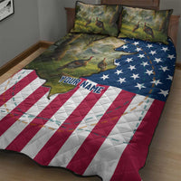 Custom American Flag Turkey Hunting Quilt Bed Set with Illinois State Outline Country Farm Scene - Wonder Print Shop
