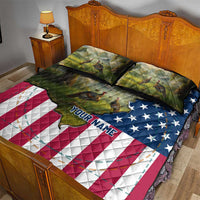Custom American Flag Turkey Hunting Quilt Bed Set with Illinois State Outline Country Farm Scene - Wonder Print Shop