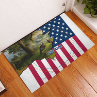 Custom American Flag Turkey Hunting Rubber Doormat with Illinois State Outline Country Farm Scene - Wonder Print Shop