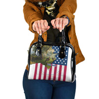 Custom American Flag Turkey Hunting Shoulder Handbag with Illinois State Outline Country Farm Scene - Wonder Print Shop