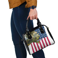 Custom American Flag Turkey Hunting Shoulder Handbag with Illinois State Outline Country Farm Scene - Wonder Print Shop