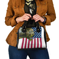 Custom American Flag Turkey Hunting Shoulder Handbag with Illinois State Outline Country Farm Scene - Wonder Print Shop
