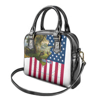Custom American Flag Turkey Hunting Shoulder Handbag with Illinois State Outline Country Farm Scene - Wonder Print Shop