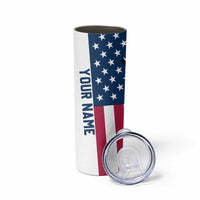 Custom American Flag Turkey Hunting Skinny Tumbler with Illinois State Outline Country Farm Scene - Wonder Print Shop