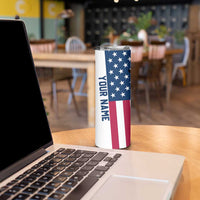 Custom American Flag Turkey Hunting Skinny Tumbler with Illinois State Outline Country Farm Scene - Wonder Print Shop