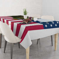 Custom American Flag Turkey Hunting Tablecloth with Illinois State Outline Country Farm Scene - Wonder Print Shop