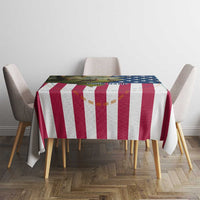 Custom American Flag Turkey Hunting Tablecloth with Illinois State Outline Country Farm Scene - Wonder Print Shop
