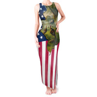 Custom American Flag Turkey Hunting Tank Maxi Dress with Illinois State Outline Country Farm Scene - Wonder Print Shop